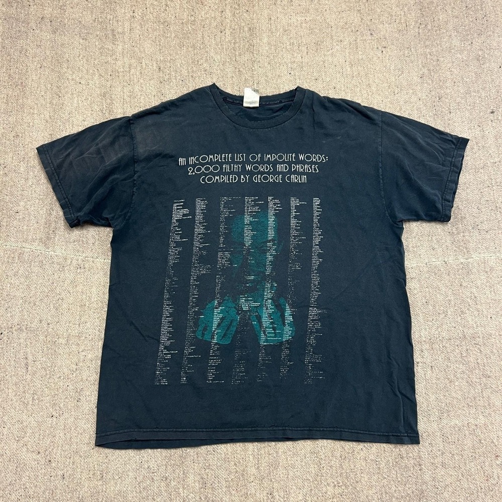 Vintage George Carlin Shirt Mens XL Black 1990s 2000 Filthy Words
